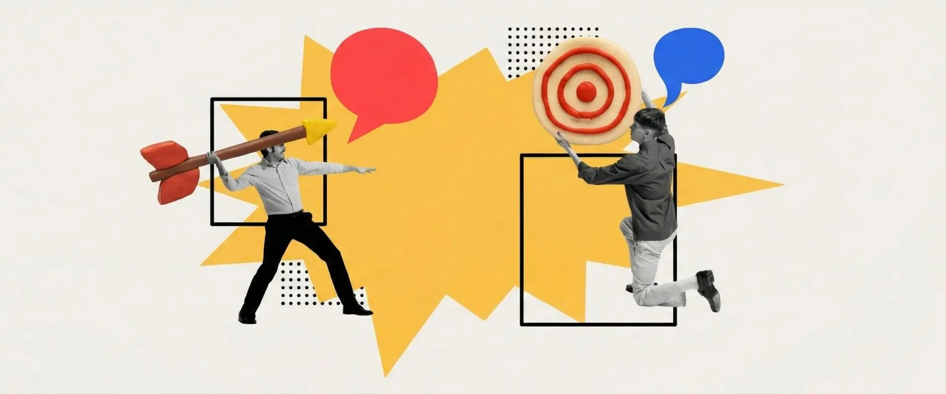 illustrazione colorata con due tipi che lanciano una strategia