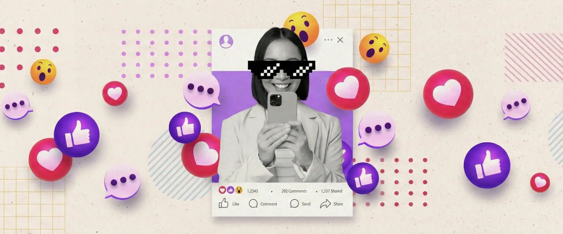 immagine che raffigura un'influencer con occhiali da sole che guarda il telefono